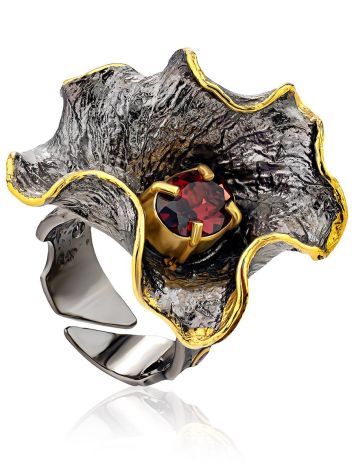 Fabulous Silver Garnet Adjustable Ring, Ring Size: Adjustable, image 