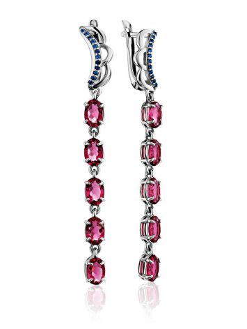 Chic Silver Dangles With Lustrous Purple Crystals, image 