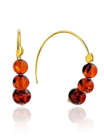 Threader Style Gilded Silver Amber Earrings The Palazzo, image 