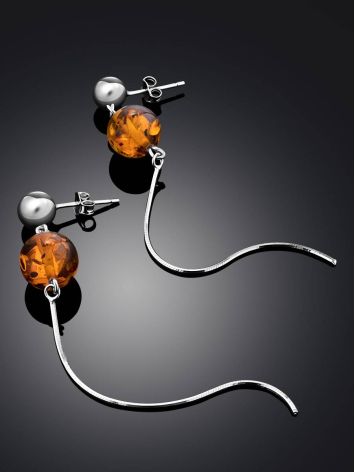 Refined Silver Chain Earrings With Natural Amber The Palazzo, image , picture 2