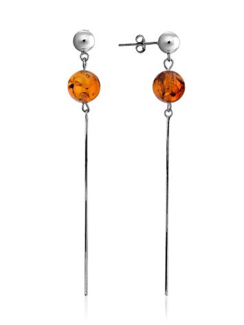 Refined Silver Chain Earrings With Natural Amber The Palazzo, image 