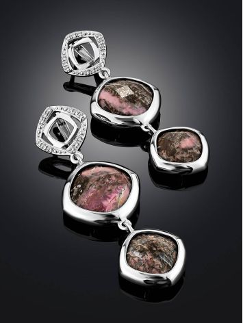 Amazing Rhodonite Dangle Earrings, image , picture 2