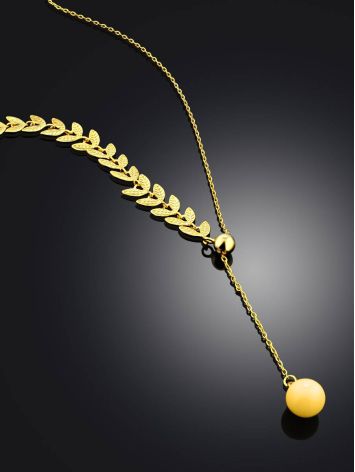 Leaf Motif Gilded Silver Amber Lariat Necklace The Palazzo, image , picture 2