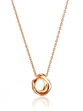 Rose Gold Plated on Sterling Silver Textured Disk Pendant Necklace The Liquid, image 