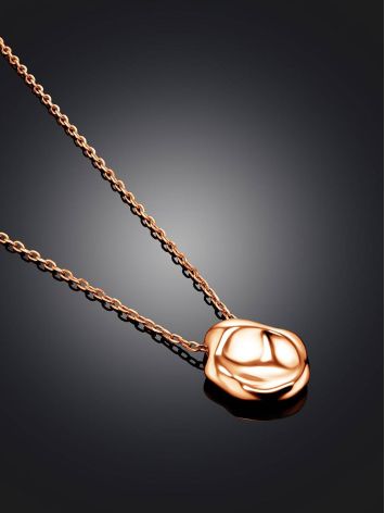 Rose Gold Plated on Sterling Silver Textured Disk Pendant Necklace The Liquid, image , picture 2