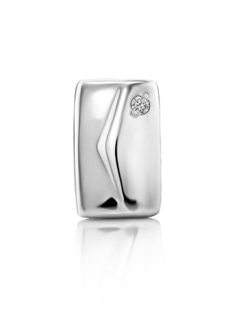 Silver Mono Earring With Diamond, image 