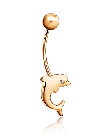 Golden Dolphin Belly Button Piercing Ring, image 