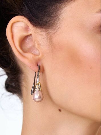 Designer Silver Threader Earrings With Nacre, image , picture 4