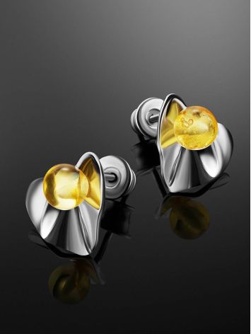 Laconic Design Silver Amber Stud Earrings The Palazzo, image , picture 2