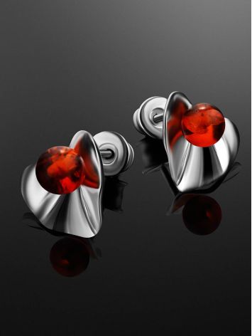 Bright Silver Amber Stud Earrings The Palazzo, image , picture 2