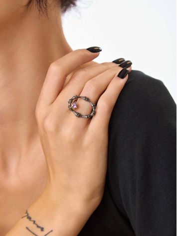 Wonderful Designer Silver Amethyst Ring, Ring Size: Adjustable, image , picture 5