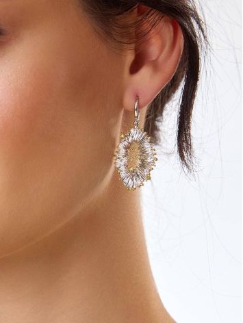 Asymmetric Design Silver Chrysolite Dangle Earrings, image , picture 4