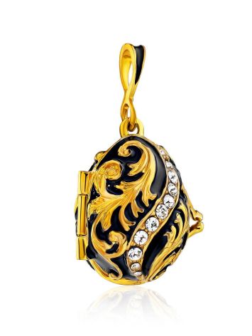 Leaf Motif Gilded Silver Enamel Locket Pendant With Tiny Enamel Butterfly The Romanov, image , picture 4