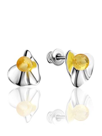 Laconic Design Silver Amber Stud Earrings The Palazzo, image 