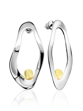 Glossy Silver Amber Earrings The Palazzo, image 