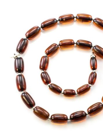 Cognac Amber Beaded Necklace With Bail, image 