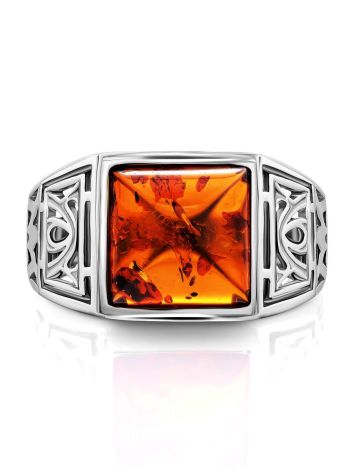 Silver Amber Statement Ring, Ring Size: 8.5 / 18.5, image , picture 3