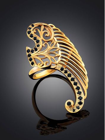 Wing Motif Gilded Silver Ring, Ring Size: 8 / 18, image , picture 2