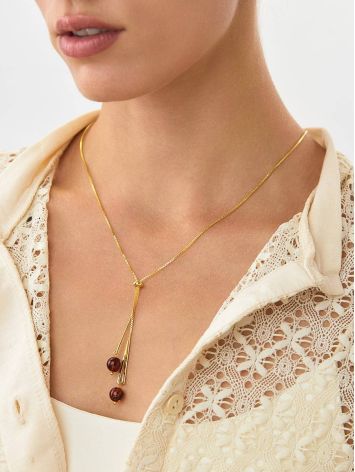 Gilded Silver Lariat Necklace With Amber Dangles The Palazzo, image , picture 5