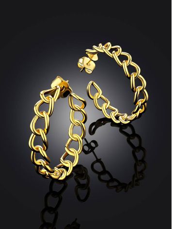 Trendy Chain Motif Gilded Silver Hoops The ICONIC, image , picture 2