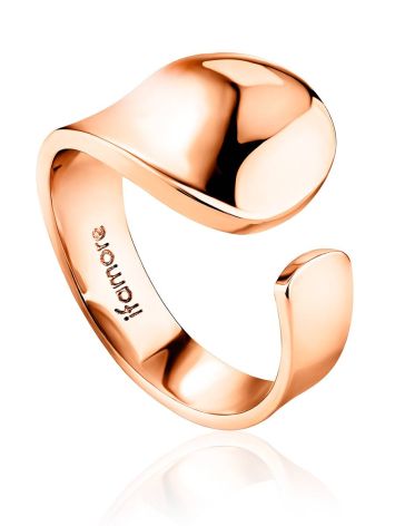 Sleek Rose Plated Silver Ring The Liquid, Ring Size: Adjustable, image 