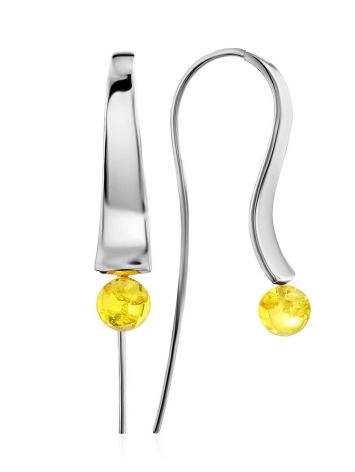Silver Lemon Amber Hook Earrings The Palazzo, image 