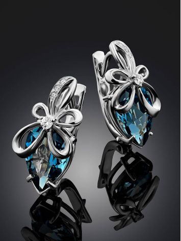 Elegant Silver Topaz Earrings, image , picture 2