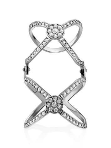 Trendy Silver Crystal Articulated Ring, Ring Size: 6 / 16.5, image , picture 3