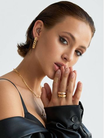 Trendy Chain Motif Gilded Silver Hoops The ICONIC, image , picture 4