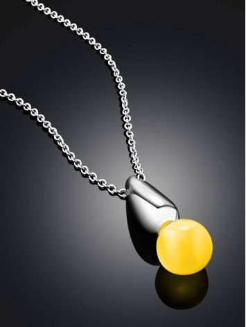 Chic Silver Amber Pendant Necklace The Palazzo, image , picture 2