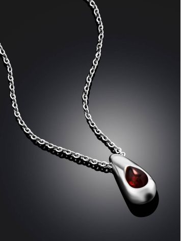 Stylish Silver Amber Pendant Necklace The Palazzo, image , picture 2