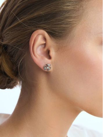 Cute Silver Crystal Stud Earrings, image , picture 3