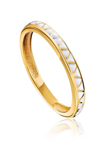 Sleek Slender White Enamel Ring, Ring Size: 6.5 / 17, image 