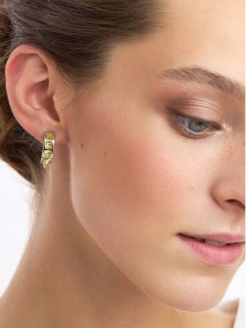 Trendy Silver Crystal Hoop Earrings, image , picture 3