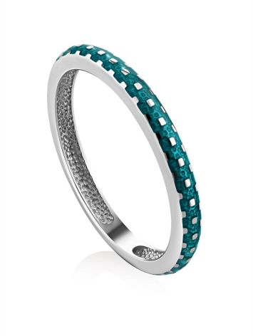 Slender Silver Enamel Ring, Ring Size: 6.5 / 17, image 