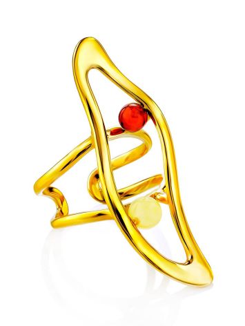 Voluminous Gilded Silver Amber Adjustable Ring The Palazzo, Ring Size: Adjustable, image , picture 2