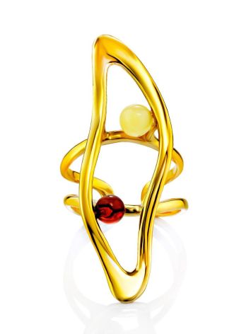 Voluminous Gilded Silver Amber Adjustable Ring The Palazzo, Ring Size: Adjustable, image 