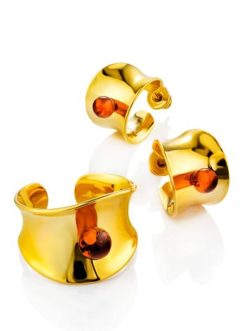 Bright Gilded Silver Amber Ring The Palazzo, Ring Size: Adjustable, image , picture 4