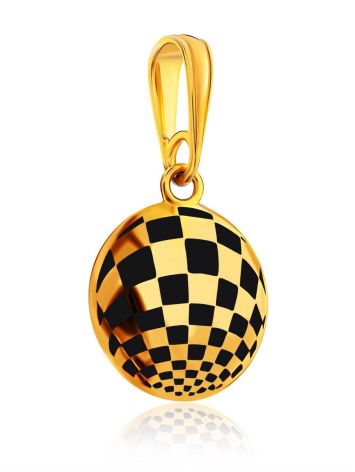 Checkerboard Pattern Gilded Silver Enamel Pendant, image , picture 4