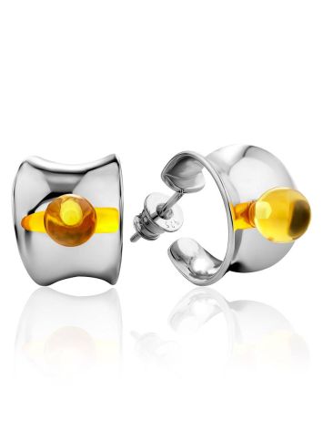 Sterling Silver Amber Stud Earrings The Palazzo, image 