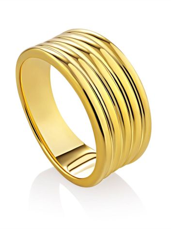 Ribbed Gilded Silver Band Ring The ICONIC, Ring Size: 7 / 17.5, image 