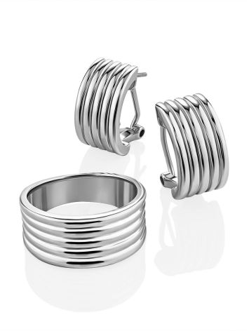 Chunky Ribbed Silver Earrings The ICONIC, image , picture 4