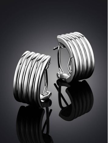 Chunky Ribbed Silver Earrings The ICONIC, image , picture 2