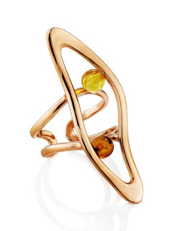Bright Rose Gold Plated Amber Ring The Palazzo, Ring Size: Adjustable, image , picture 3