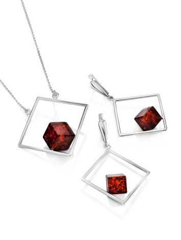 Geometric Design Silver Amber Necklace The Sugar, image , picture 5