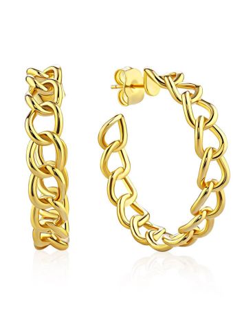 Trendy Chain Motif Gilded Silver Hoops The ICONIC, image 