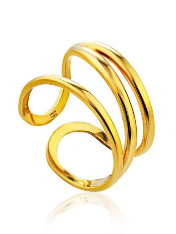 Bright Gilded Silver Triple Band Ring The ICONIC, Ring Size: Adjustable, image 