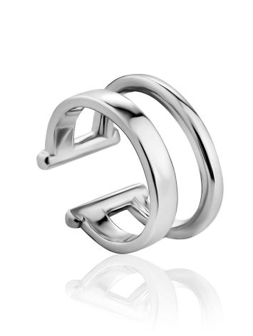 Glossy Silver Double Line Ear Cuff The ICONIC, image 
