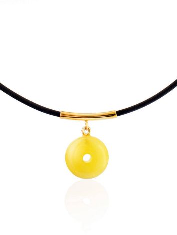 Stylish Natural Amber Pendant Necklace, image 