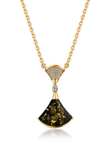 Amazing Green Amber Pendant Necklace, image 